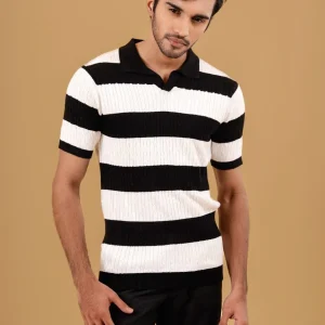 Black - White Stripe Polo